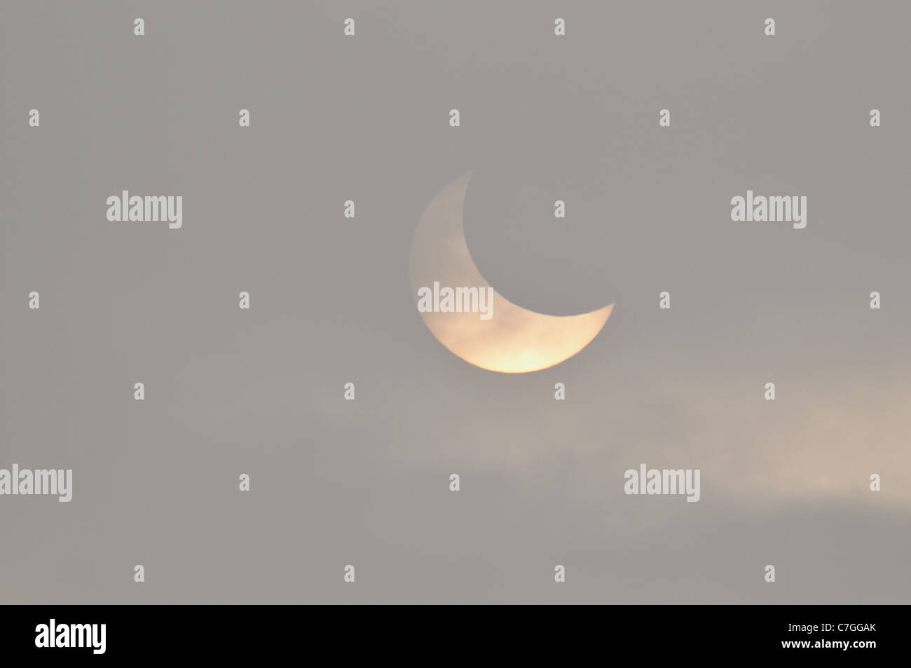 Eclipse solaire comme vu sur 04 Janvier 2011 Banque D'Images