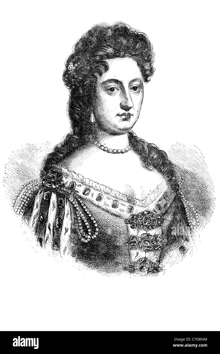 Portrait Marie II régnant royal royal royal souverain impérial princier queenly règle monarchique souverain monarque tsar Banque D'Images