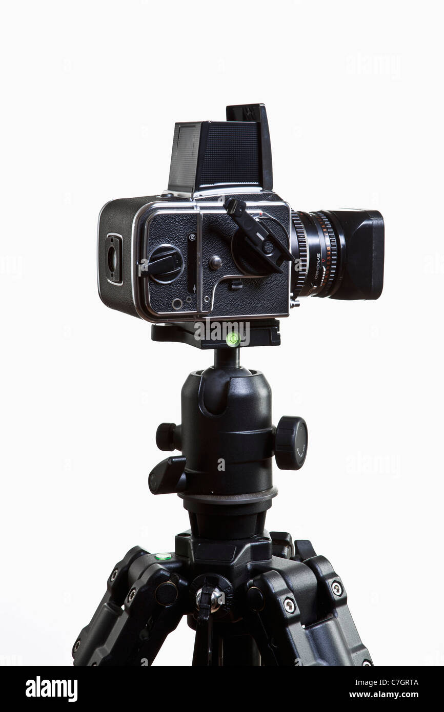 Un appareil moyen format sur un trépied, close-up Banque D'Images