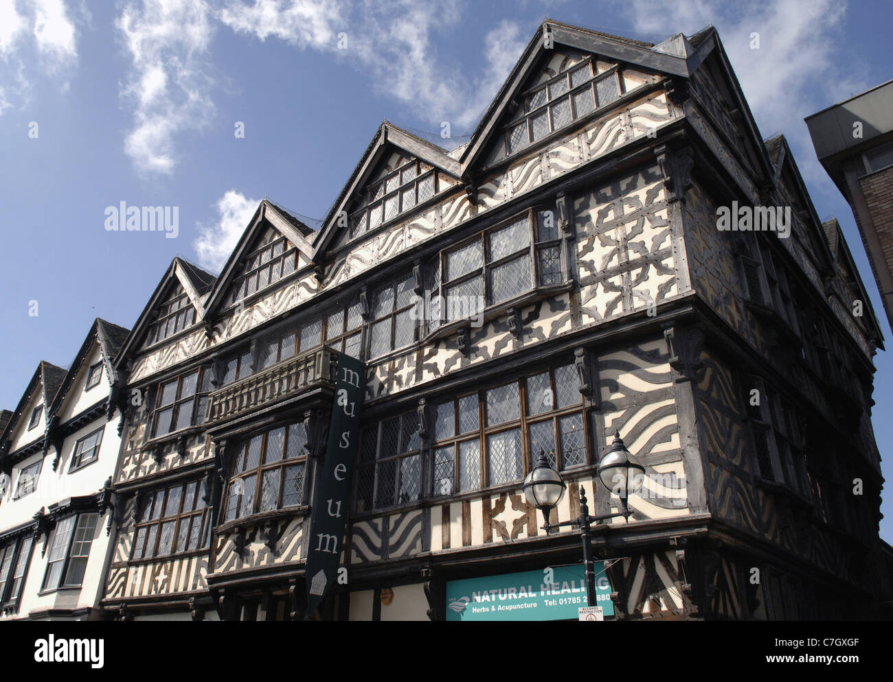 Ancienne maison forte, Stafford, Royaume-Uni. Aujourd'hui le plus grand cadre en bois chambre à partir de la période Tudor, construit en 1595. Banque D'Images