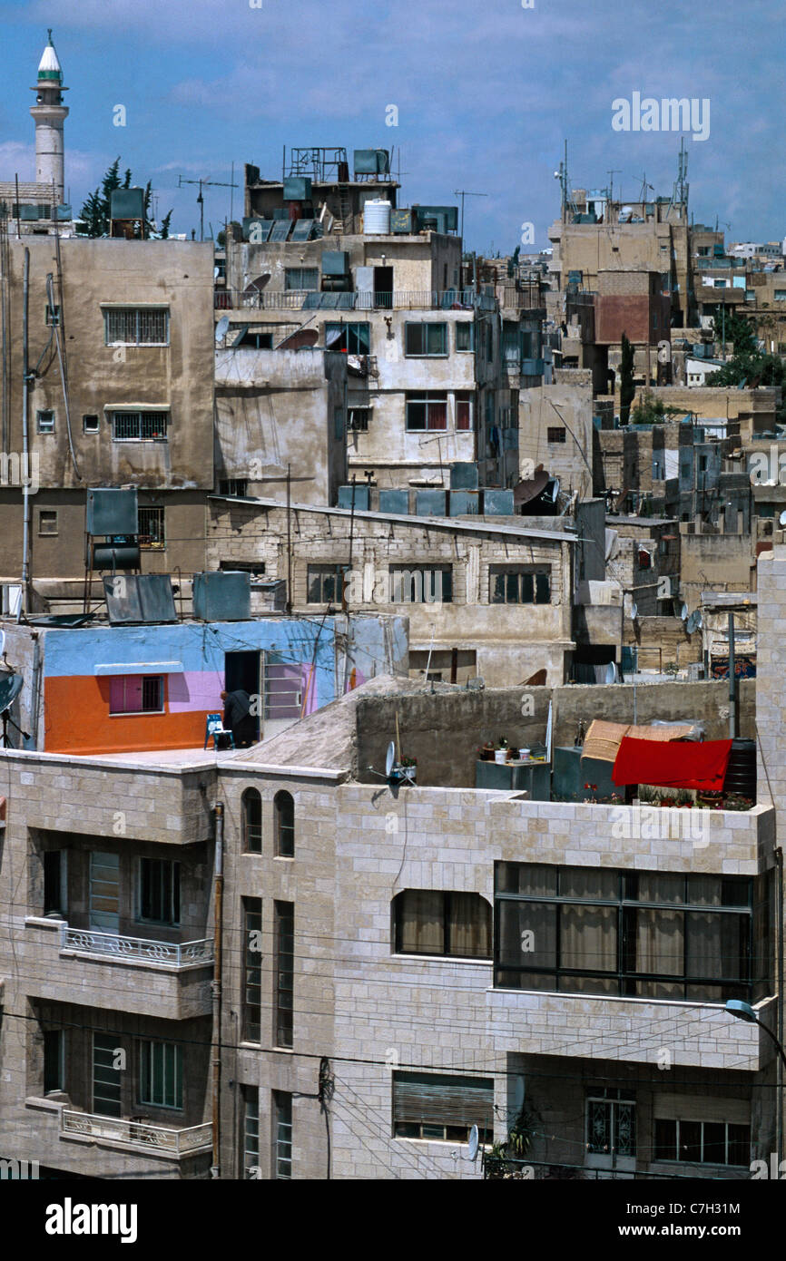 Moyen Orient, la Jordanie, Amman, vue sur le toit d'appartements dans le paysage urbain Banque D'Images