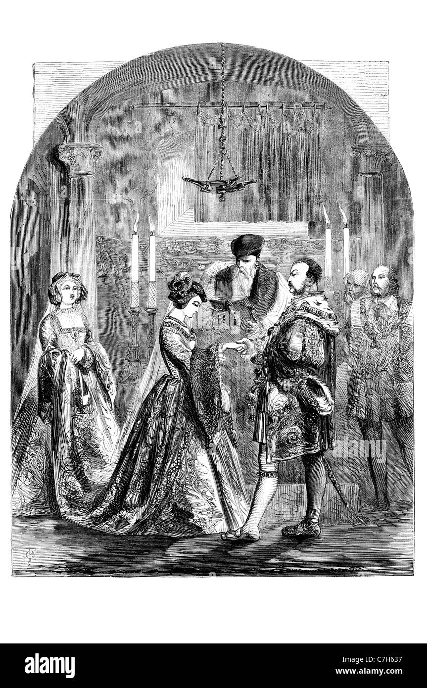 Le mariage d' Anne Boleyn Henry VIII Reine consort couronné époux épouse mariage cérémonie secrète 25 Janvier 1533 Banque D'Images