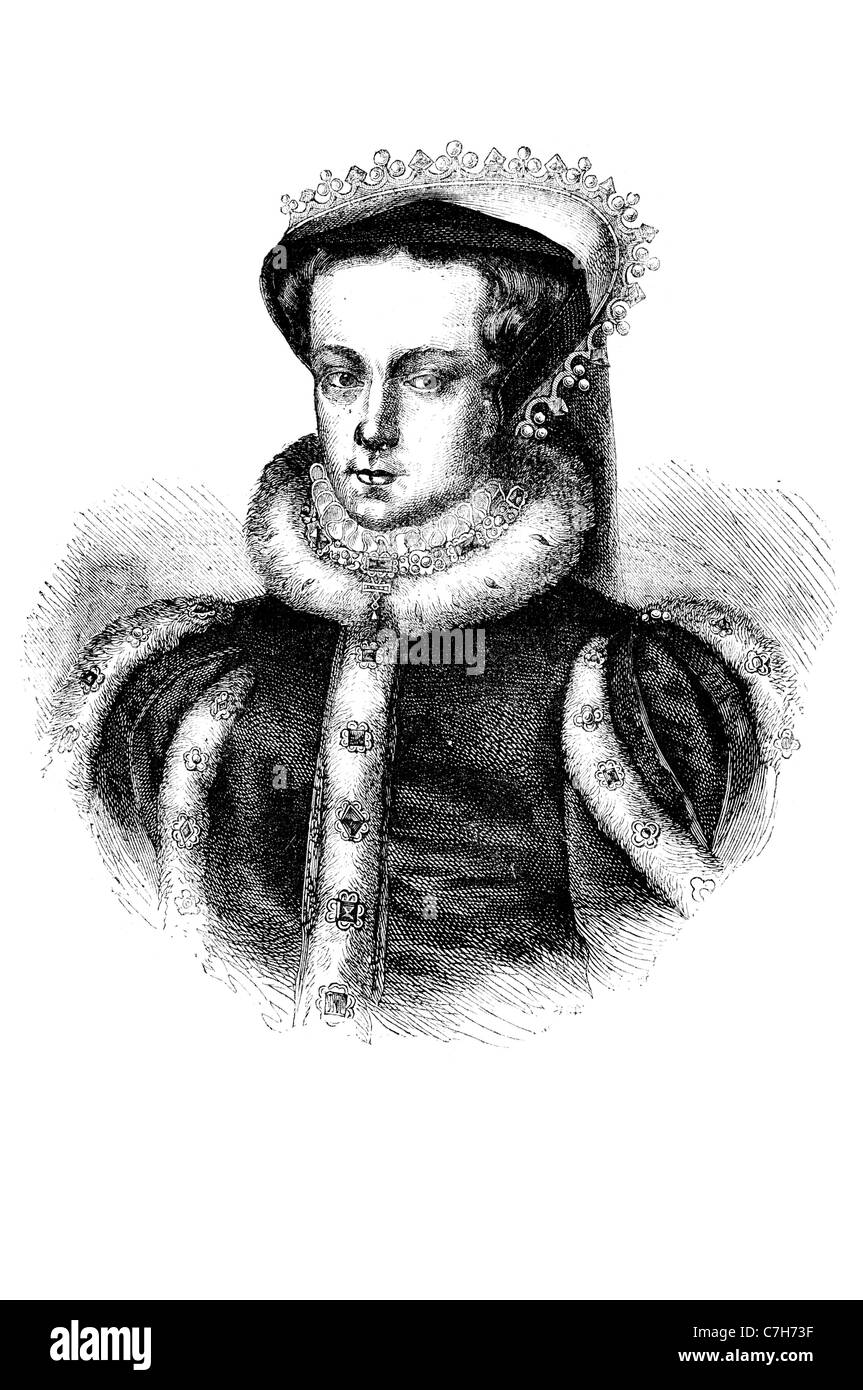 Marie Reine Bloody Mary portrait Angleterre Irlande Henry VIII monarque couronné dynastie des Tudors le Catholicisme Romain Marian Persec Banque D'Images