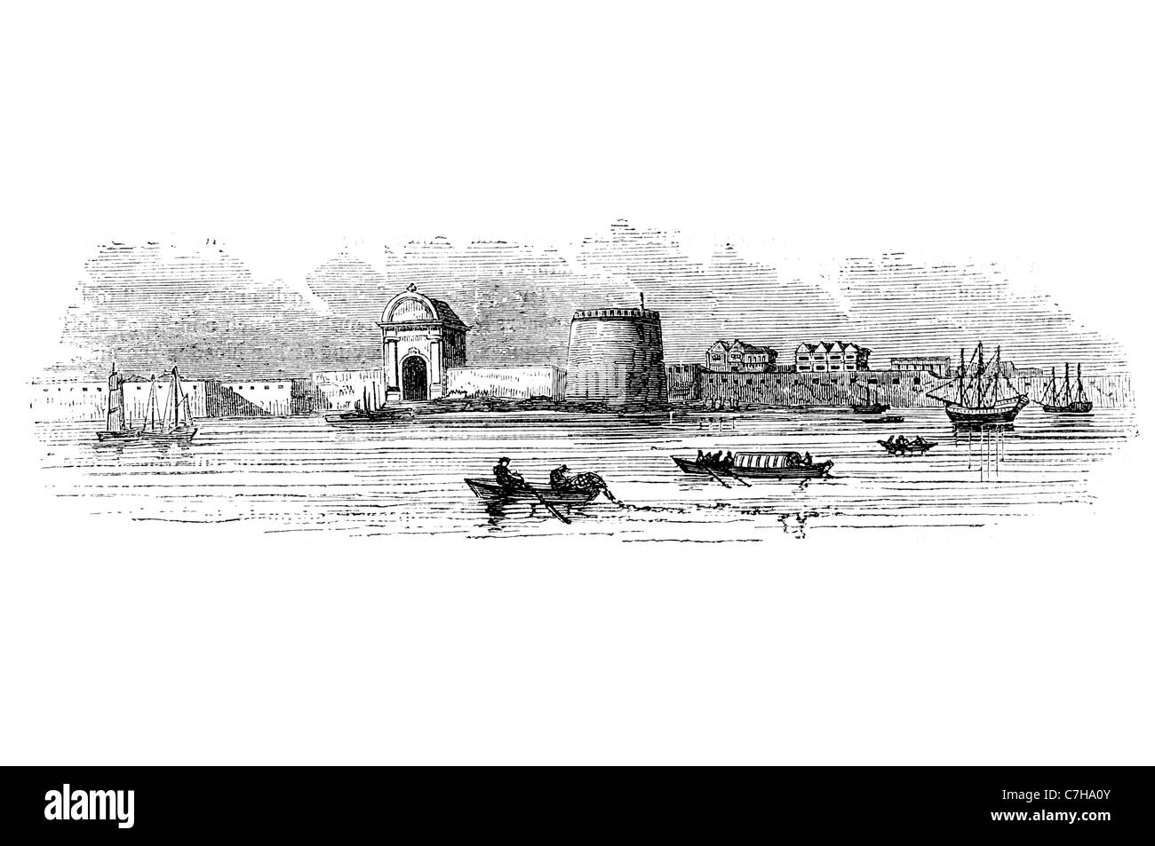 Château fort bastion militaire armée rempart canon tourelle de défense des armes à feu la protection royale naval de Londres porte d'eau Banque D'Images