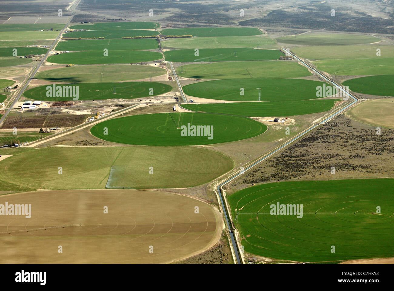 Vue aérienne des terres agricoles Banque D'Images
