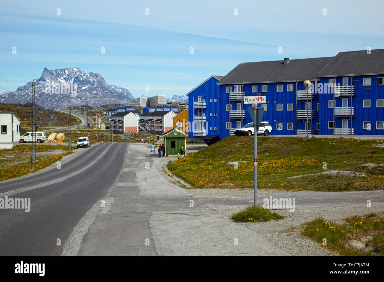 Siaqqinneq Street, Nuuk, Groenland Banque D'Images
