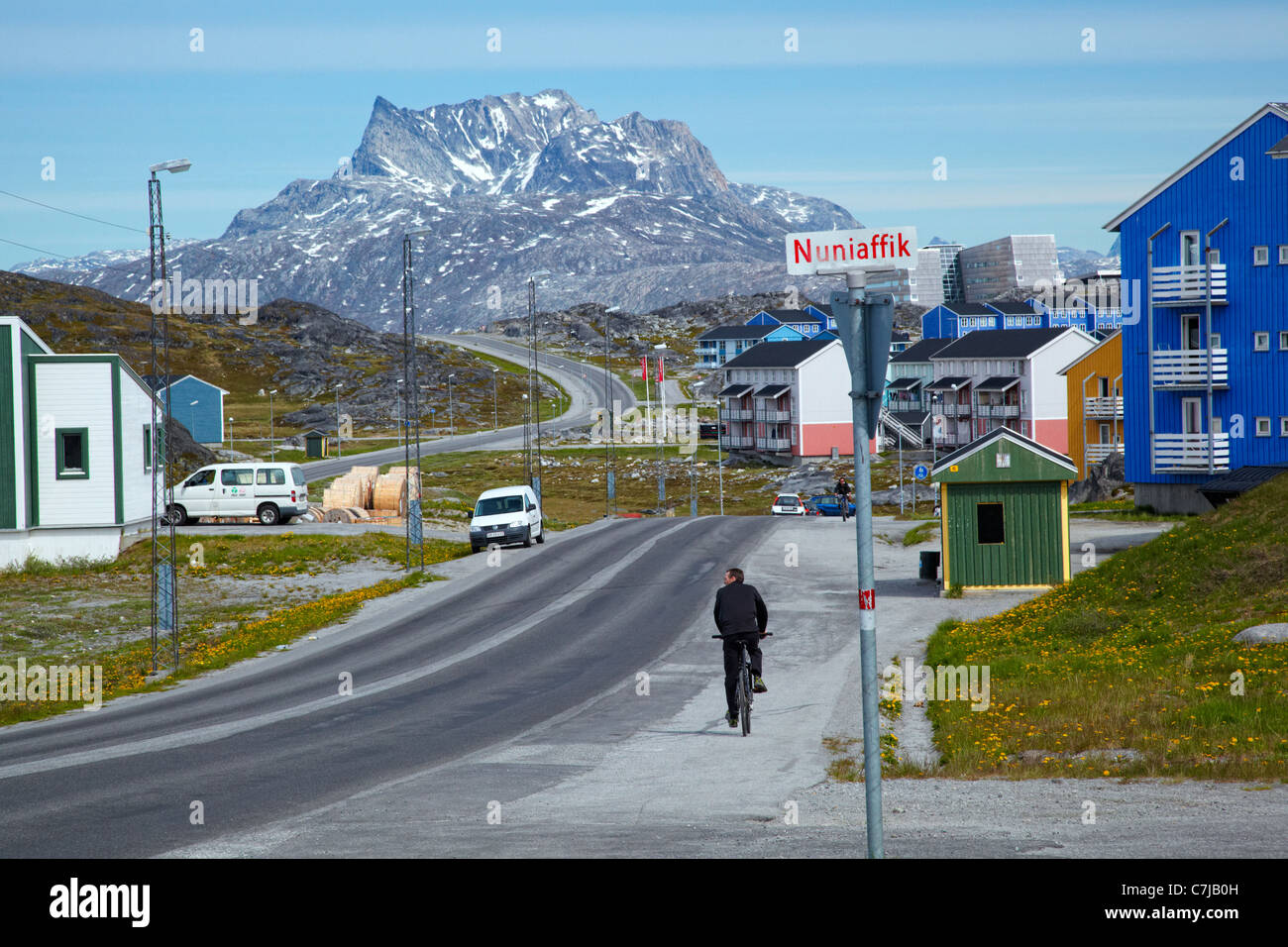 Siaqqinneq Street, Nuuk, Groenland Banque D'Images