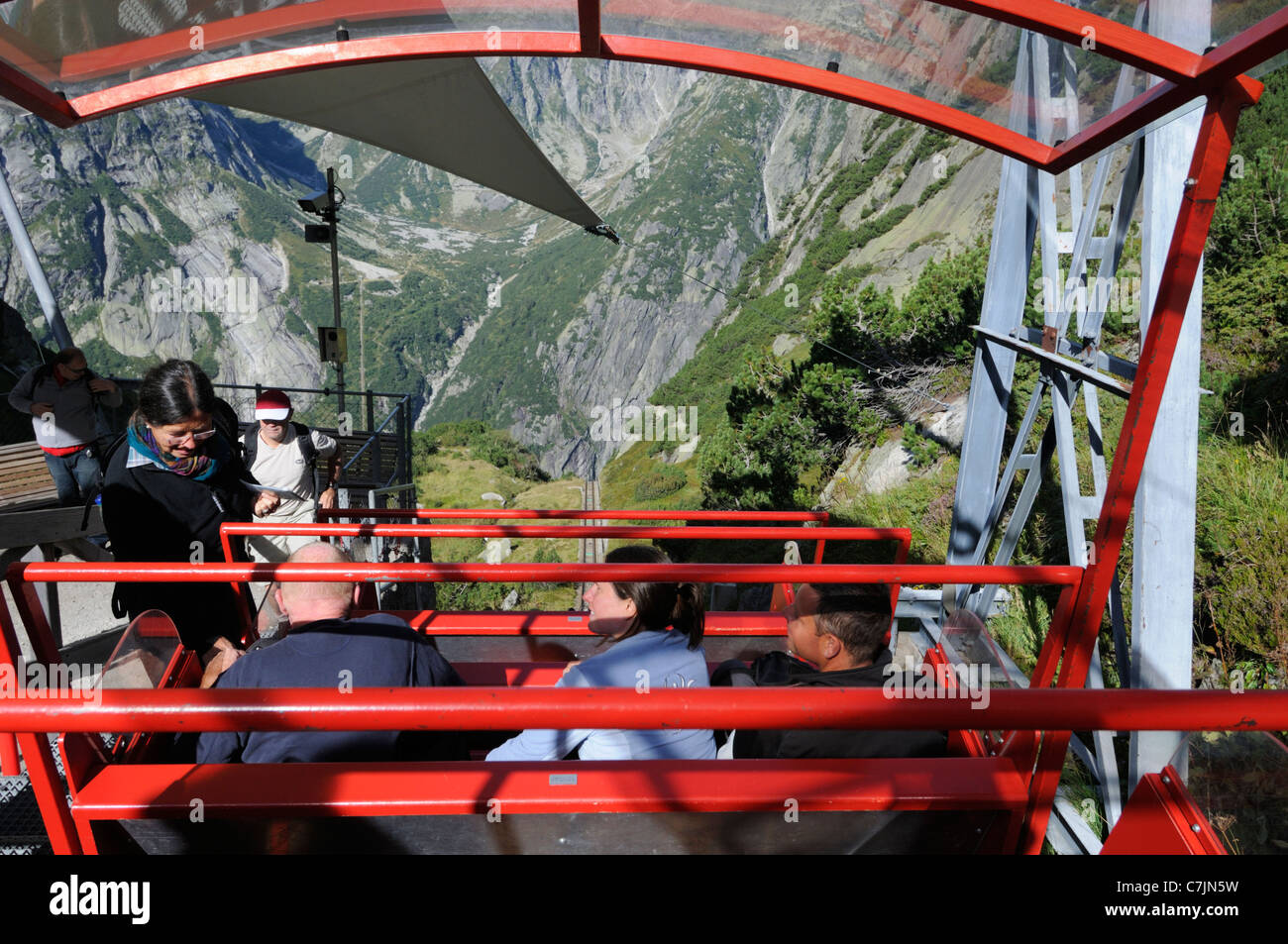 La Suisse, l'Europe de l'Ouest, région du Grimsel, nr. Guttannen, funiculaire Gelmerbahn. Banque D'Images