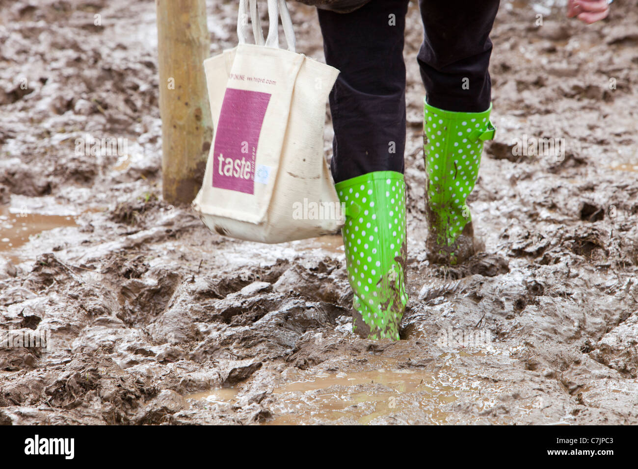 Un champ soulevés dans la boue lors du procès le chien de berger à Lowther, Penrith, Cumbria, Royaume-Uni, après des mois de pluie Banque D'Images
