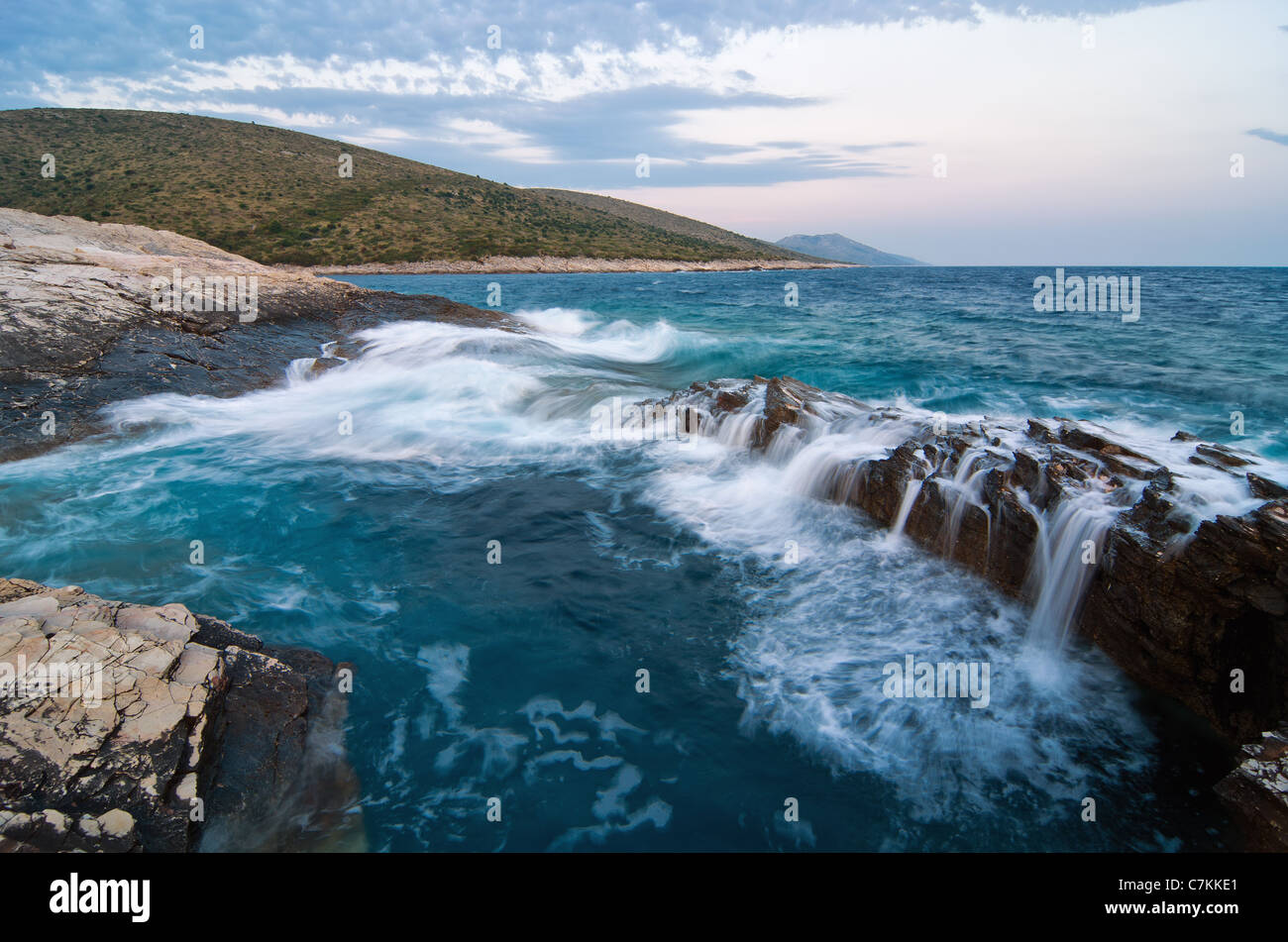 La mer Adriatique, l'île de Dugi Otok, Croatie. Le 'wild side' de l'île. Banque D'Images