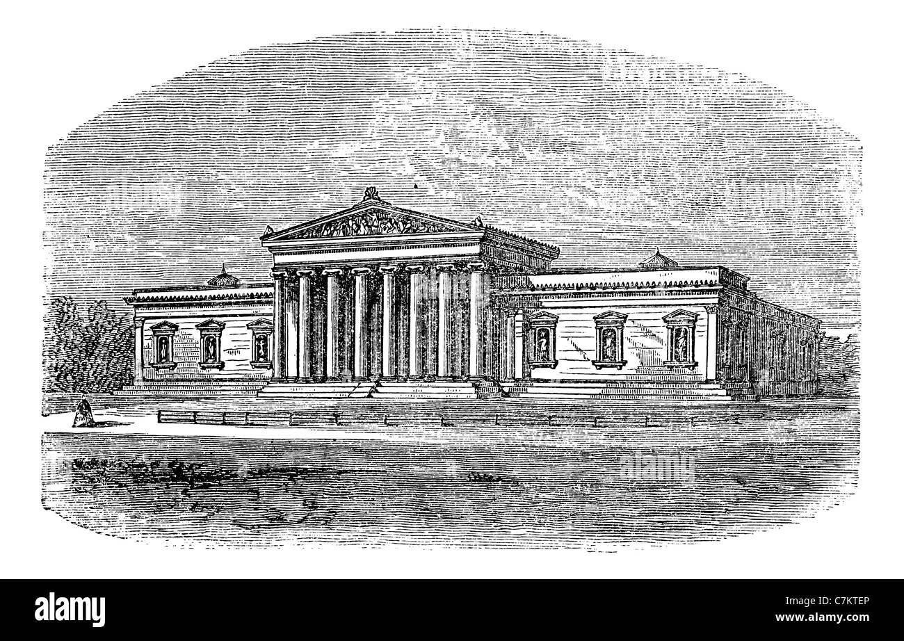 Musée glyptothèque, Munich, Allemagne, vintage engraved illustration. Encyclopédie Trousset (1886 - 1891). Banque D'Images