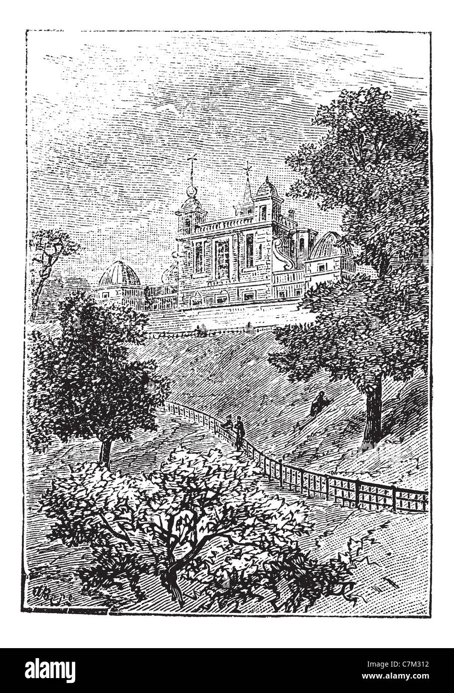Observatoire Royal de Greenwich, Londres, Angleterre, Royaume-Uni, vintage engraved illustration. Encyclopédie Trousset (1886 - 1891). Banque D'Images