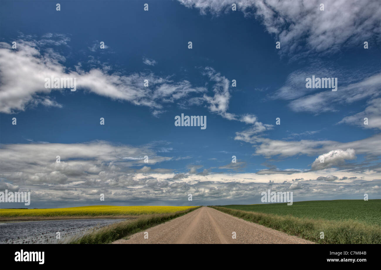 Route des prairies et de l'école Chambre Saskatchewan Canada Banque D'Images