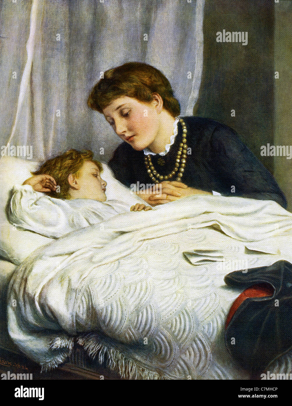 L'artiste britannique Joseph Clark (1836-1925) spécialisé dans les scènes nationales, comme celle intitulée "Une mère chérie.' Banque D'Images