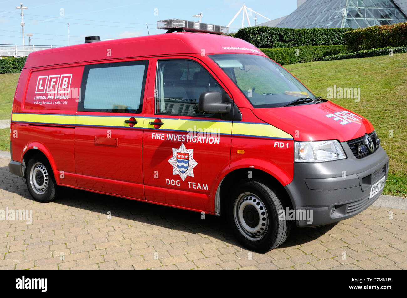 London Fire Brigade Enquête incendie véhicule de l'équipe de chien London England UK Banque D'Images