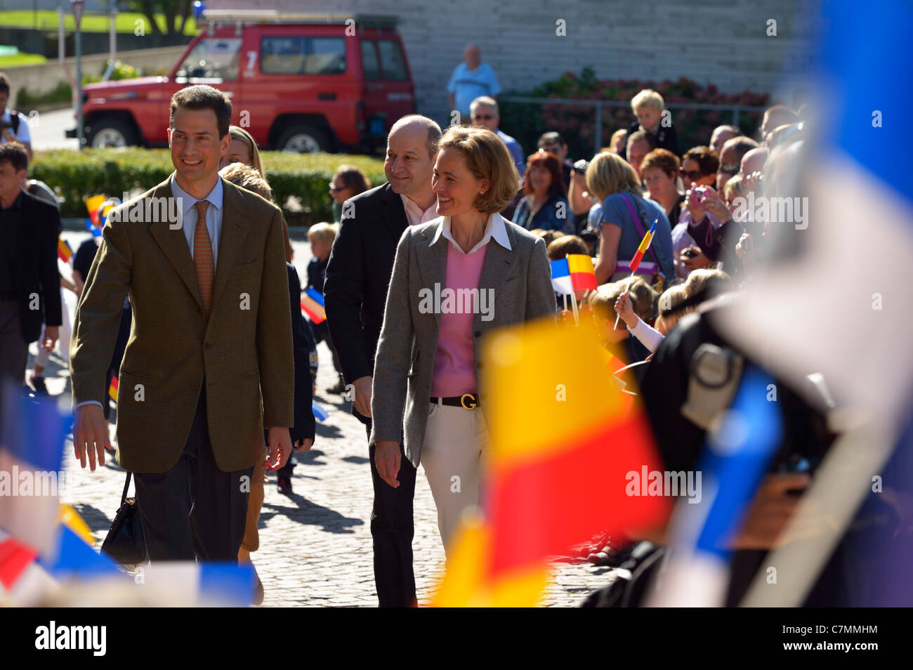 Le couple princier von und zu Liechtenstein visitant la communauté de Triesen, Principauté Liechtenstein LI Banque D'Images