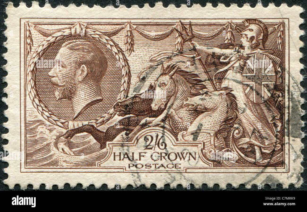 Royaume-uni - 1918 : timbre imprimé en Angleterre, présente le "Britannia Rule the Waves' Banque D'Images