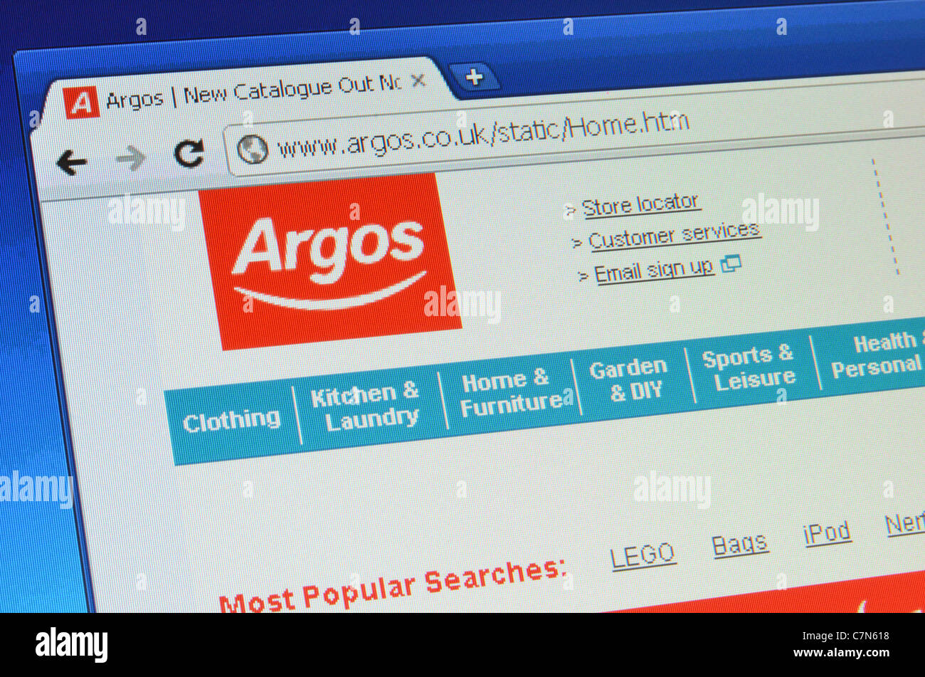 Page d'accueil de site web capture d'Argos Banque D'Images