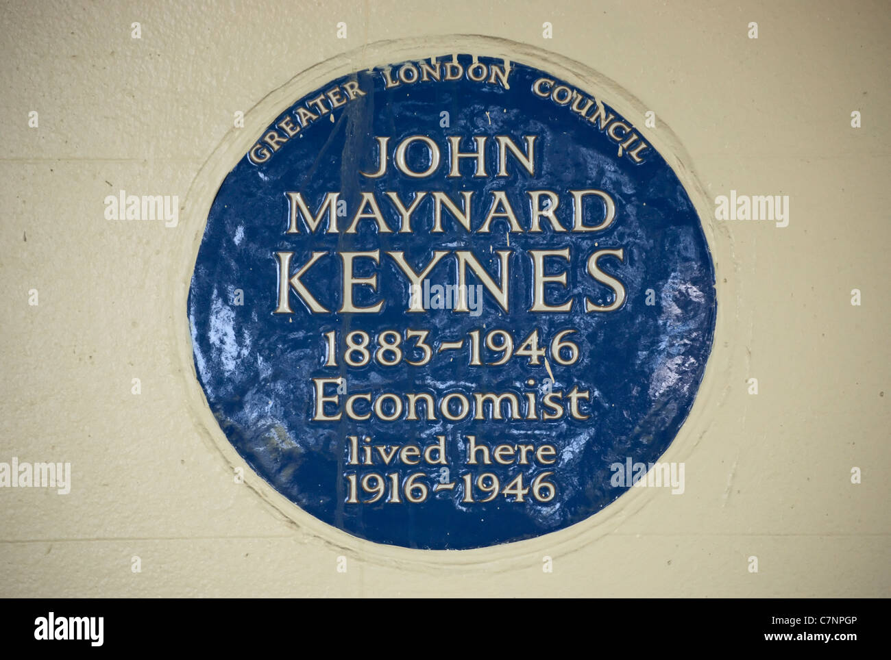Greater London Council blue plaque marquant un accueil de l'économiste John Maynard Keynes, Gordon Square, Londres, Angleterre Banque D'Images