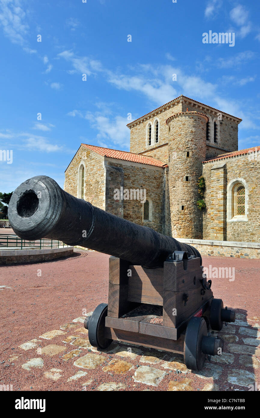 Cannon au prieuré Saint-Nicolas à Les Sables-d'Olonne, la Vendée, Pays de la Loire, France Banque D'Images