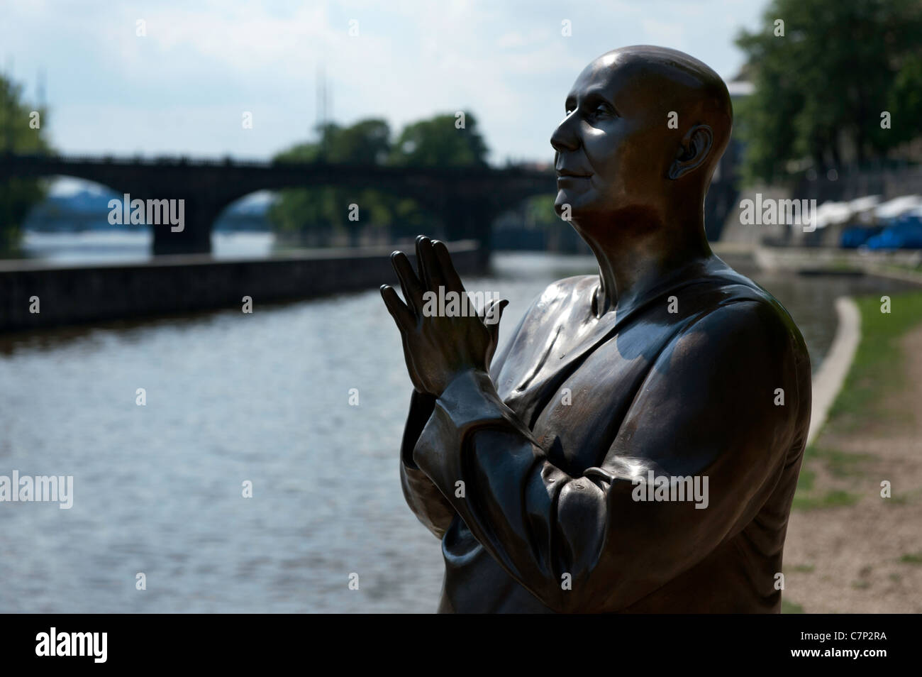 Statue de Sri Chinmoy à Prague, République Tchèque Banque D'Images