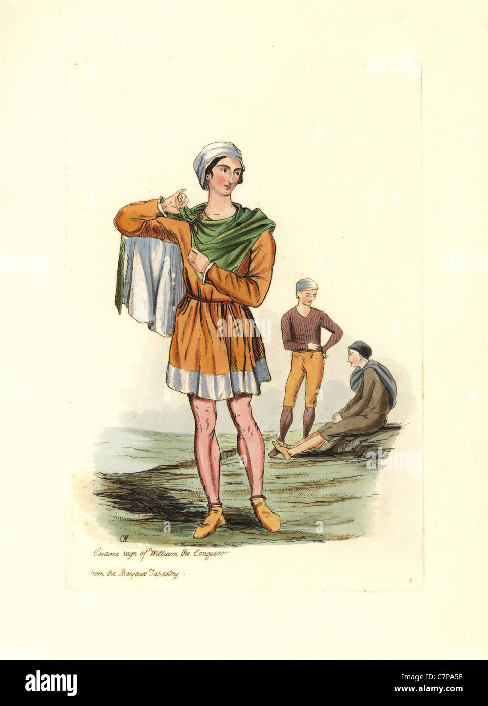 Costume de l'époque de Guillaume le conquérant de la Tapisserie de Bayeux. Banque D'Images