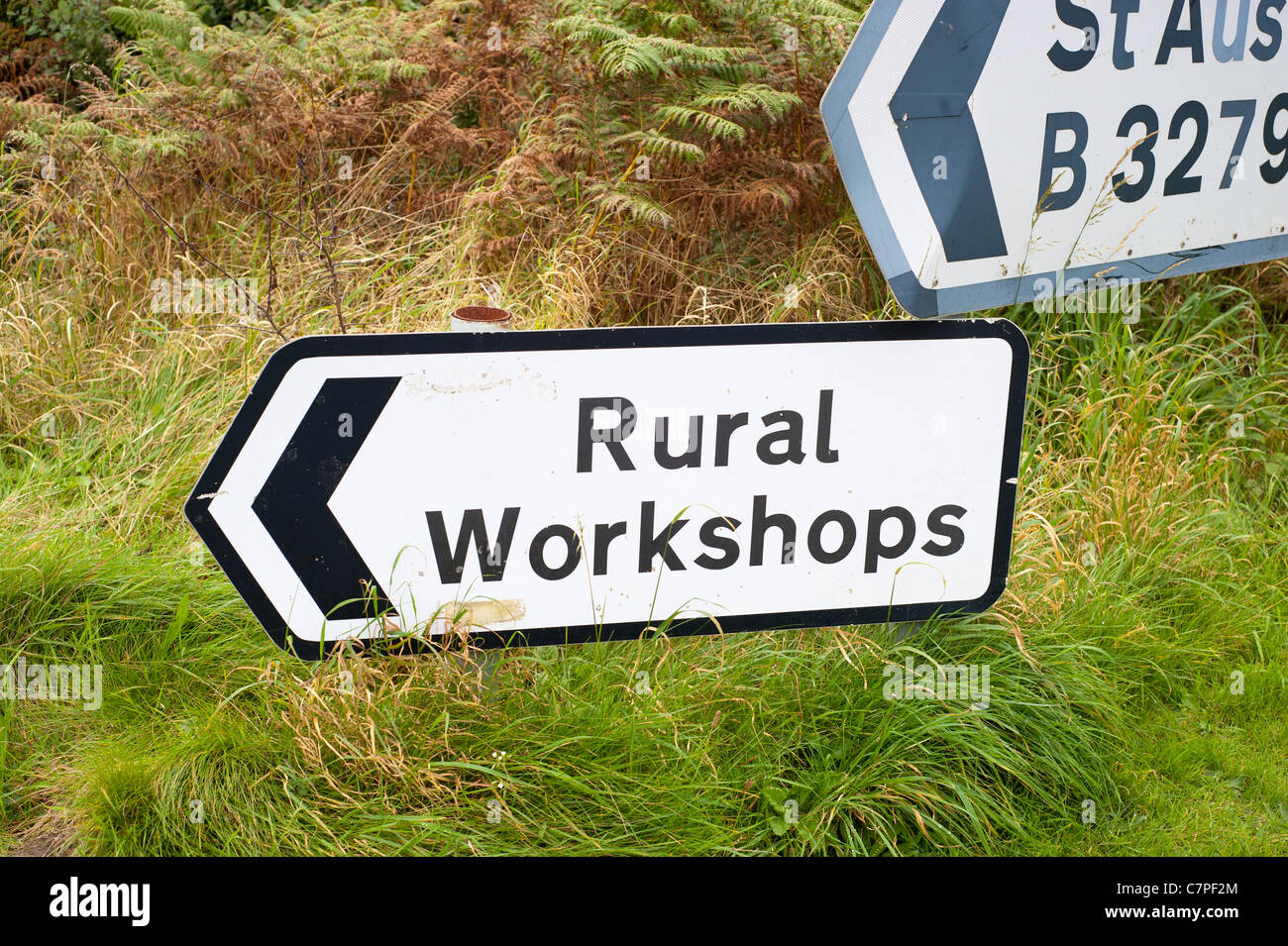 Ateliers ruraux roadsign UK Banque D'Images
