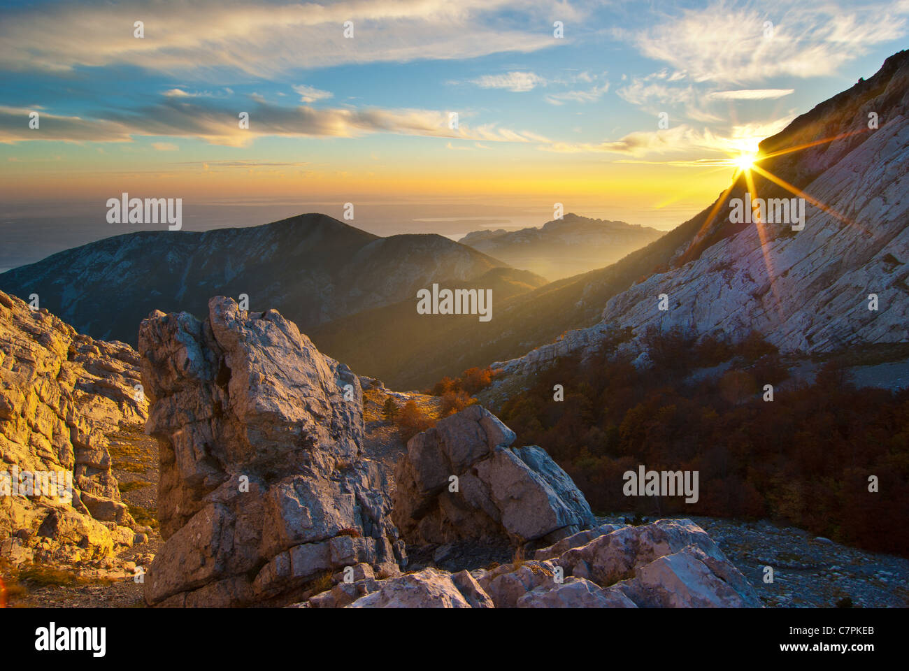 La plus belle montagne en Croatie, la montagne Velebit à l'automne. Banque D'Images