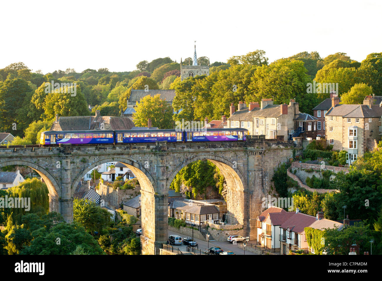 Viaduc Ferroviaire sur la rivière Nidd dans Knaresborough, Yorkshire du Nord. Banque D'Images