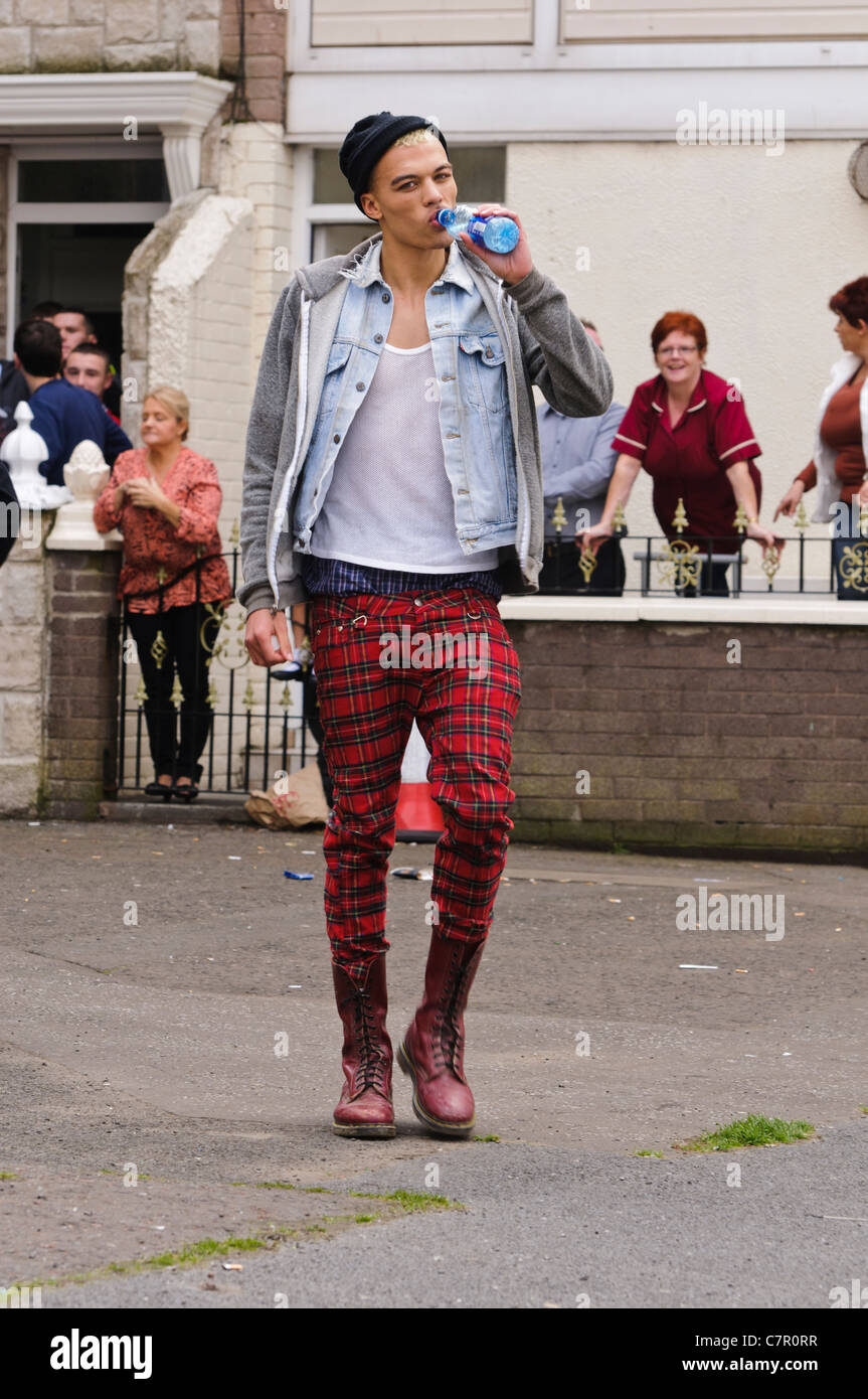 Dudley O'Shaughnessy, boxeur tourné l'acteur et modèle (et répandu pour être dans une relation avec Rihanna) arrive sur le plateau d'un tournage vidéo de musique à Belfast pour Rihanna's 'Nous avons constaté l'amour' Banque D'Images