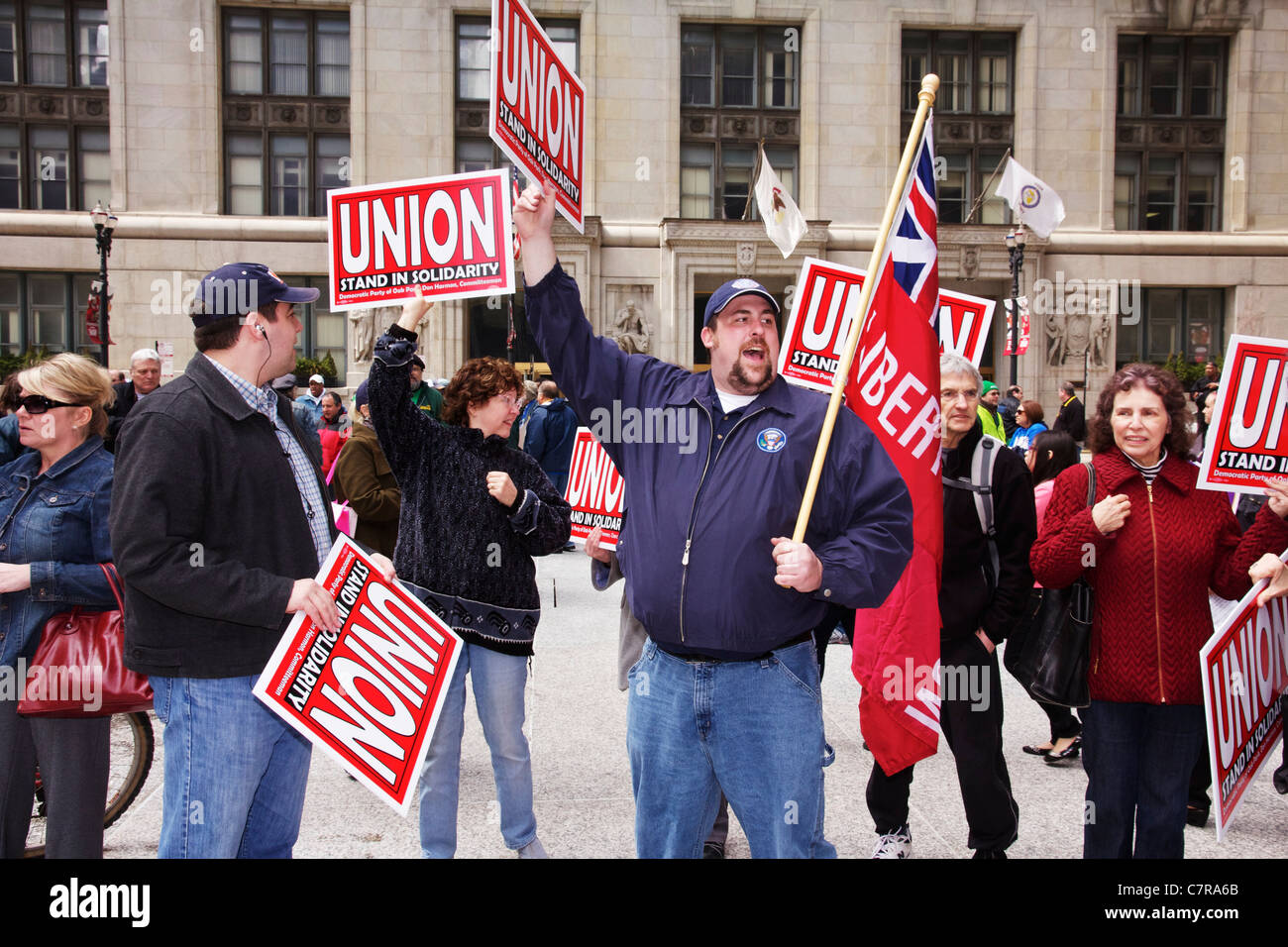 Les partisans de l'Union à Daley Center Plaza, Chicago, Illinois. Banque D'Images