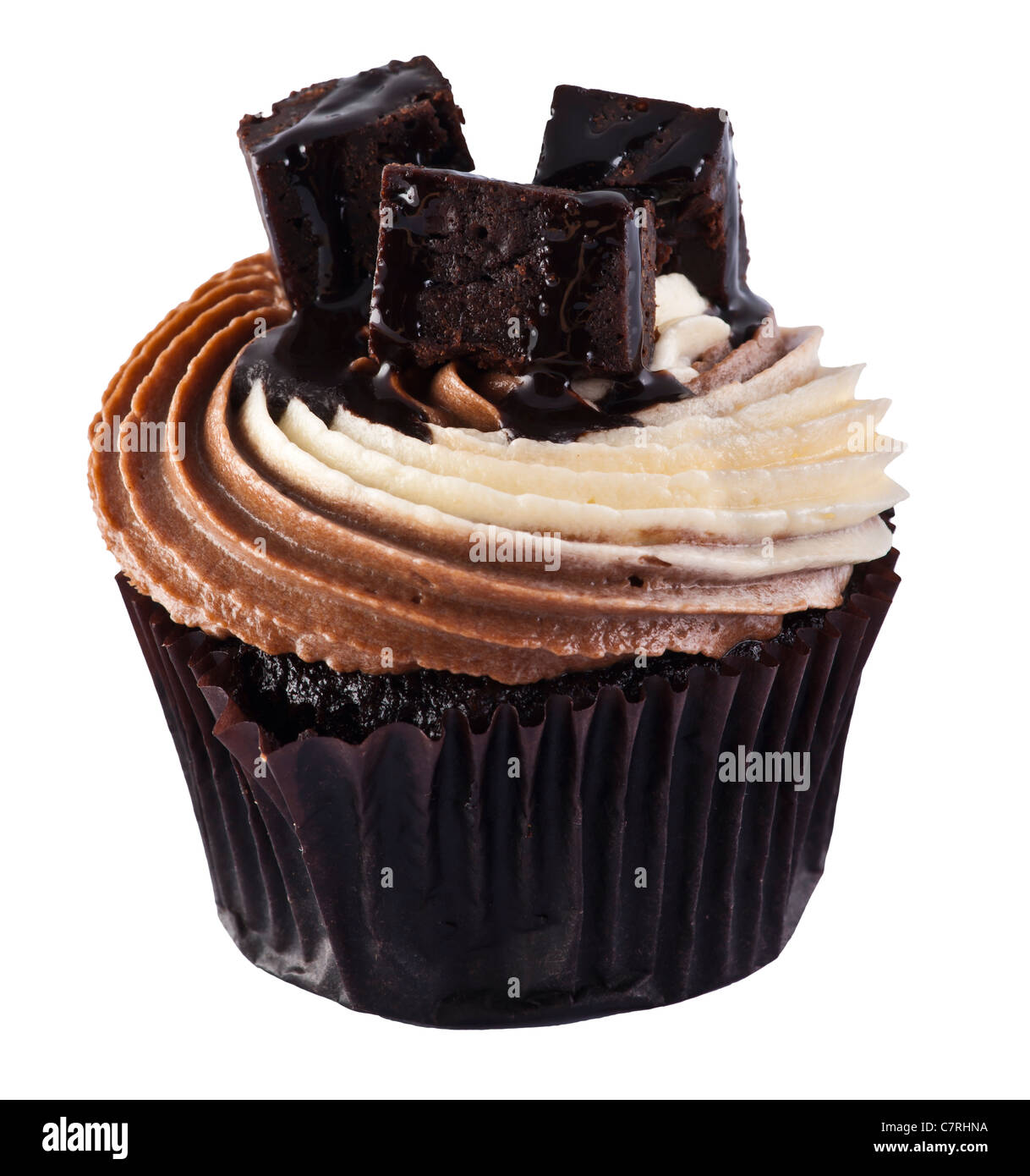 Un luxe Cup Cake et Brownie topping isolated Banque D'Images