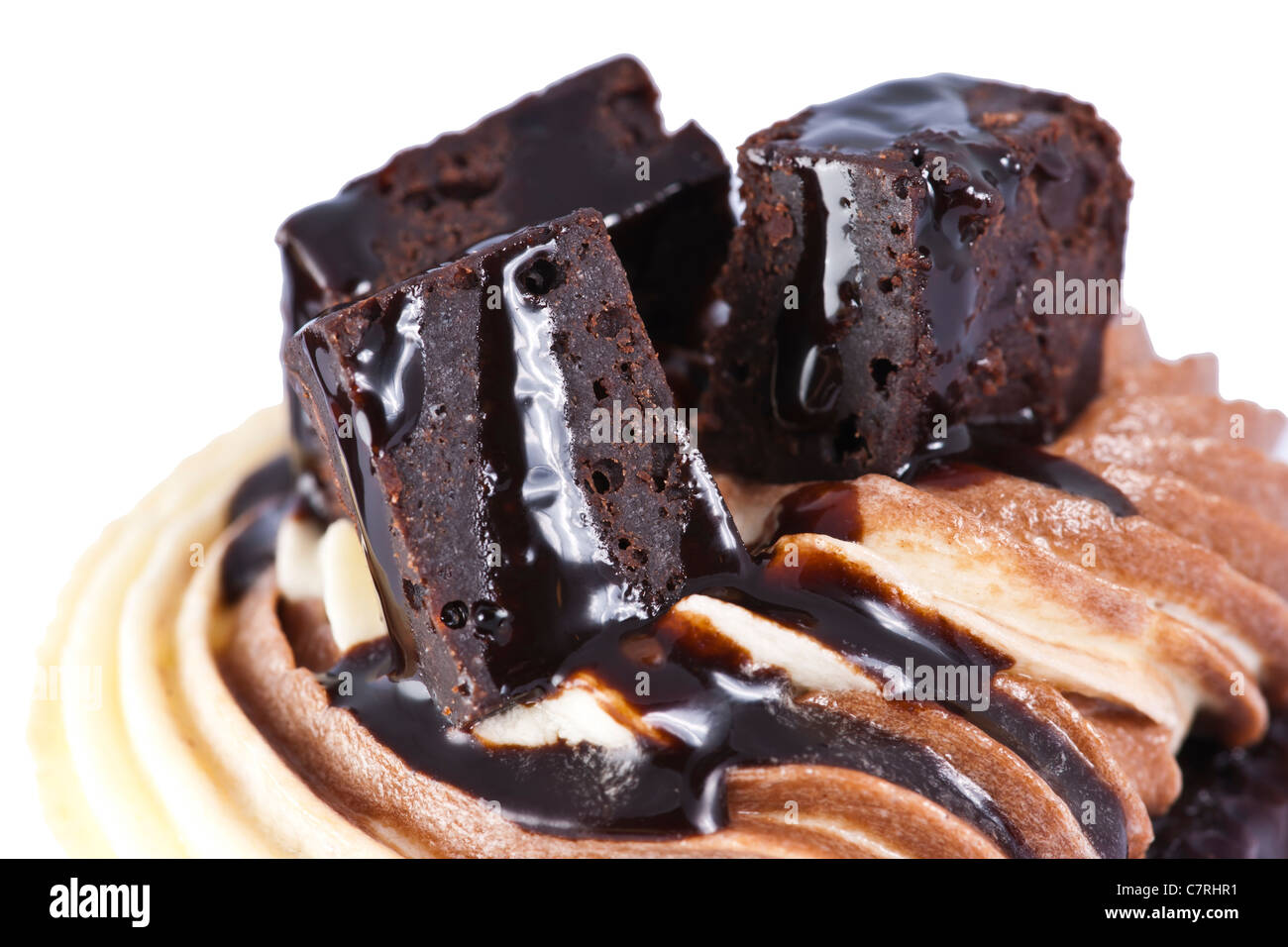 Close up Brownie topping de cup cake Banque D'Images