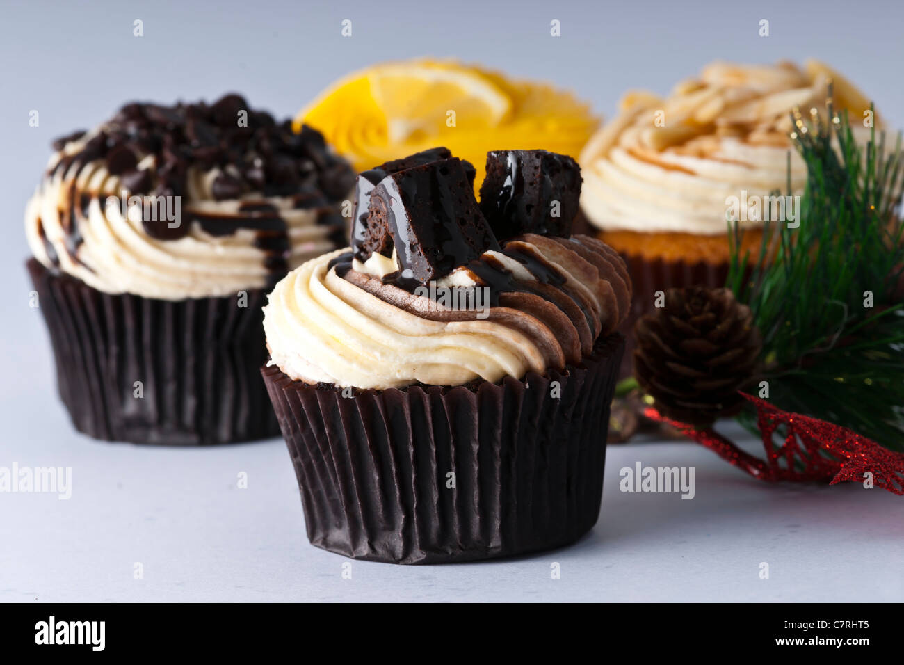 Un luxe Cup Cake et Brownie topping Banque D'Images