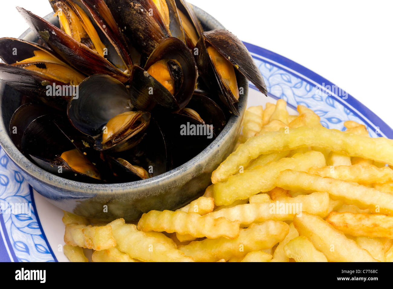 Moules-frites plat traditionnel belge Banque D'Images