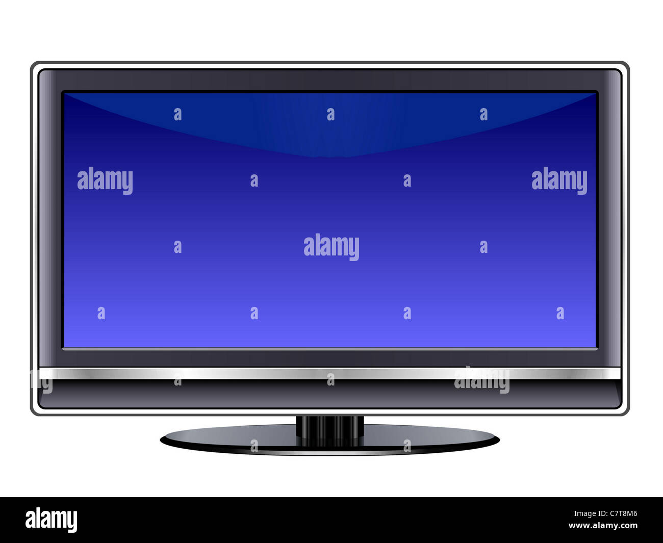 Plasma TV LCD moniteur argent isolé sur fond blanc. Banque D'Images