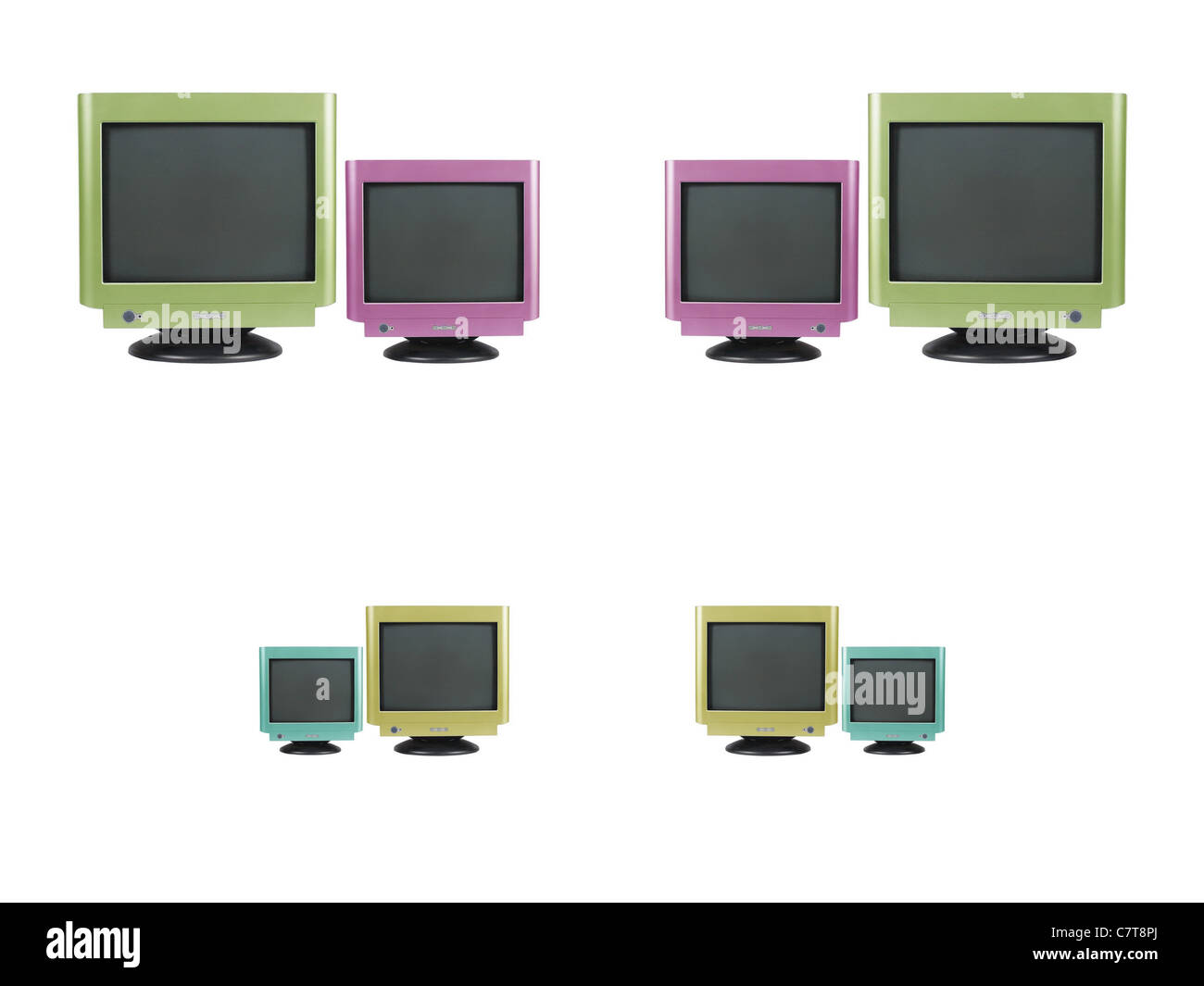 Ordinateur métallique avec télévision à écran bord with clipping path isolé sur fond blanc Banque D'Images