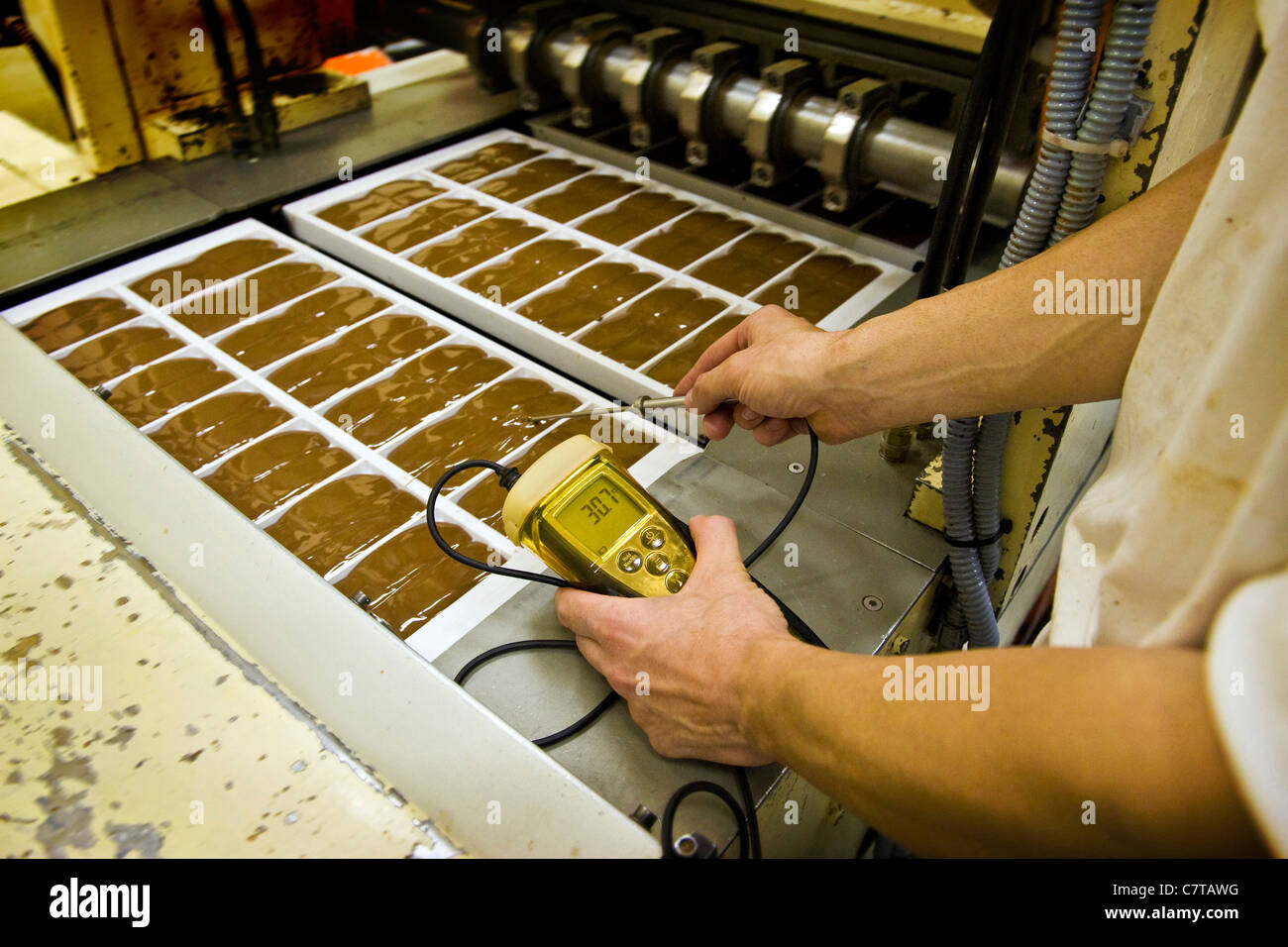 La Suisse, Lugano, Stella fabrique de chocolat, la fabrication du chocolat candy Banque D'Images