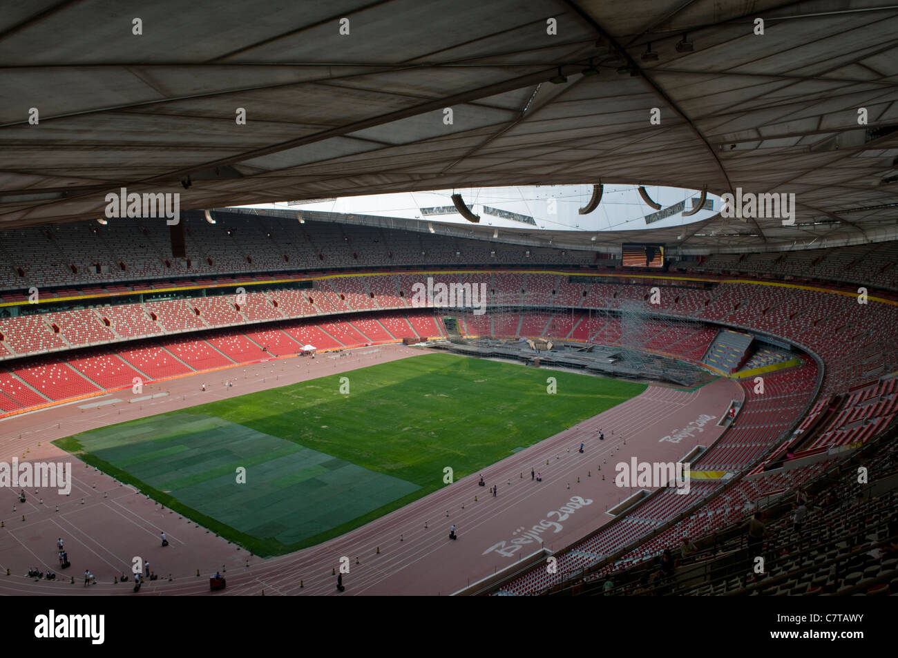 L'intérieur du Stade Olympique, aussi connu comme le Nid d'Oiseau Beijing Chine Banque D'Images