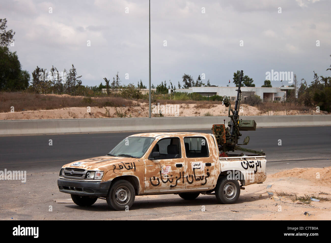 Technique des rebelles libyens, conflit civil guerre véhicule Banque D'Images