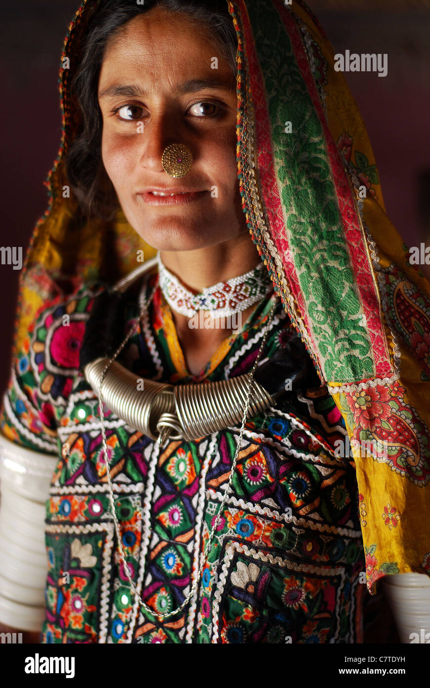 Portrait d'une femme appartenant à la communauté Harijan (Inde) Banque D'Images