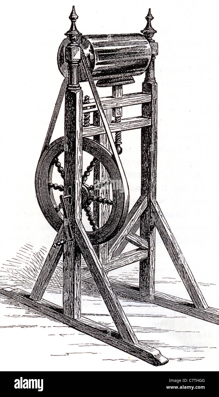 BENJAMIN FRANKLIN (1706-1790) L'un des premiers prototypes pour produire de l'électricité Banque D'Images