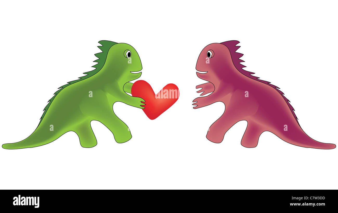 Coeur d'amie comptable dinosaure Banque D'Images