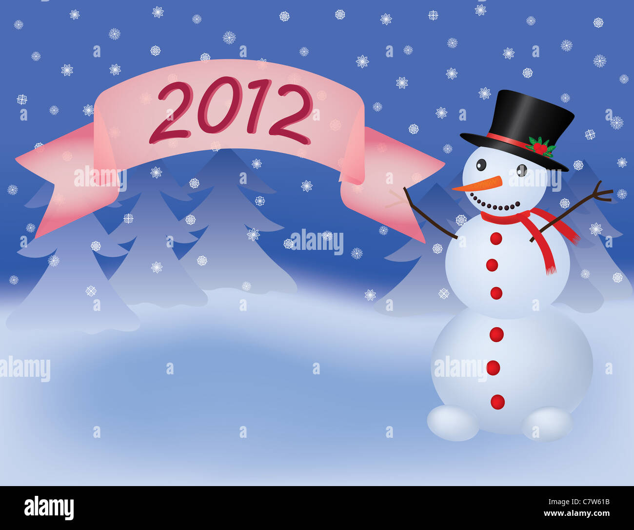 Le SNOWMAN avec défilement bannière 2012 Banque D'Images
