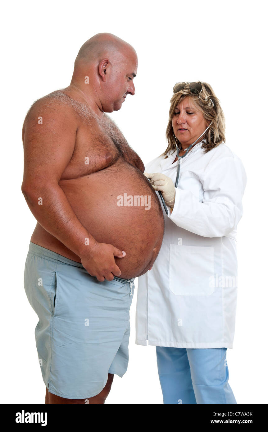 Médecin avec de très gros male patient Banque D'Images