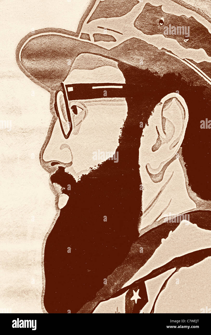 Fidel Castro cartoon illustration à partir d'un magazine de Moscou Russie communisme communiste cuba héros emblématique icône cult Banque D'Images