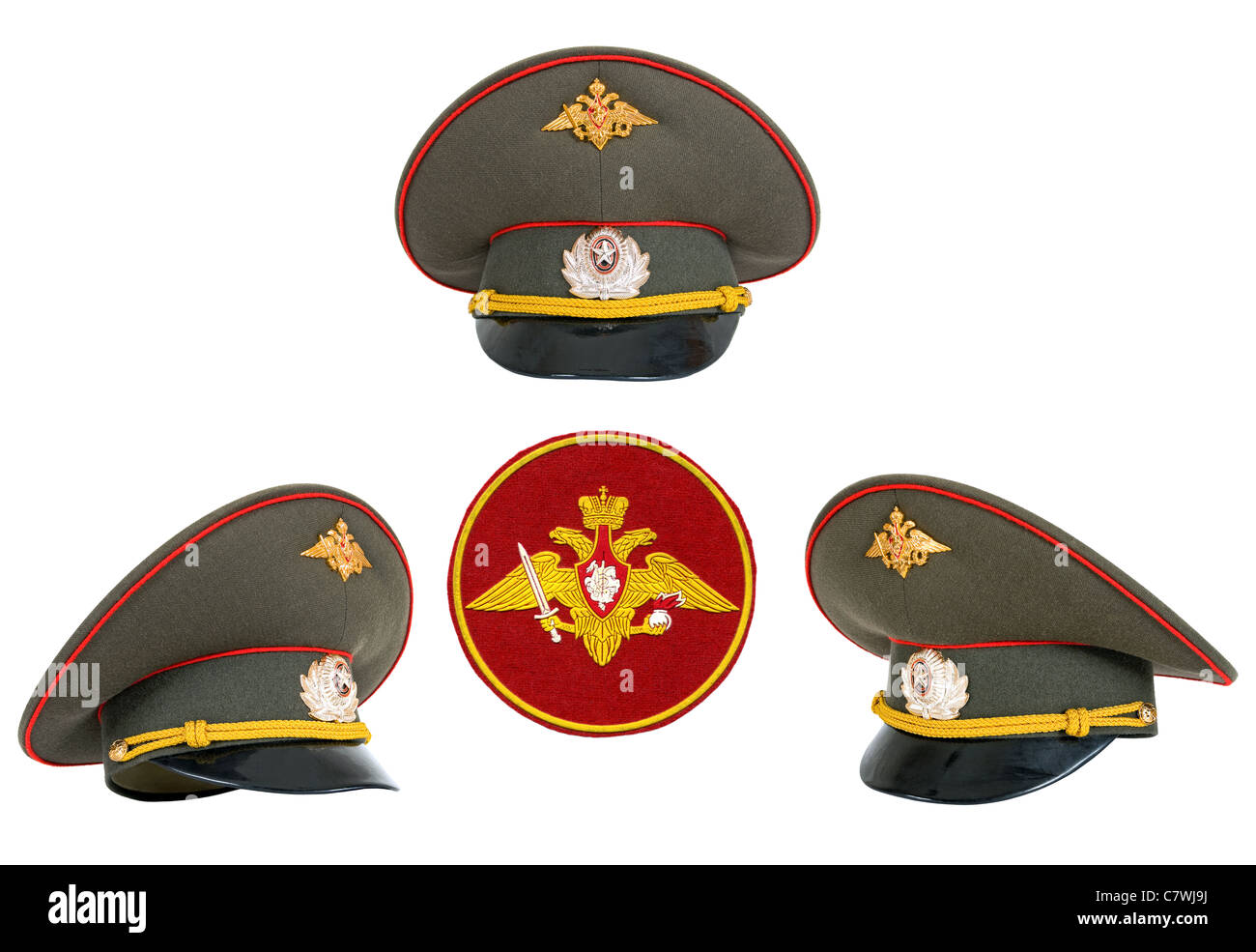 Officier de l'armée russe Cap sur fond blanc Banque D'Images