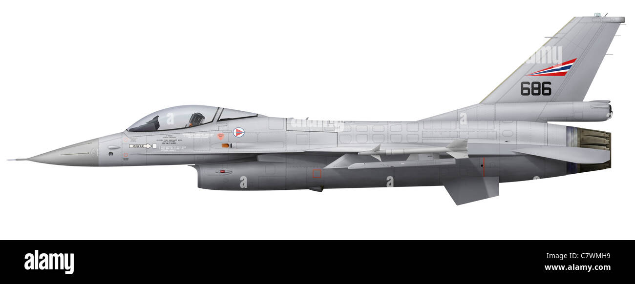 General Dynamics F-16A Fighting Falcon de la Royal Norwegian Air Force. Banque D'Images