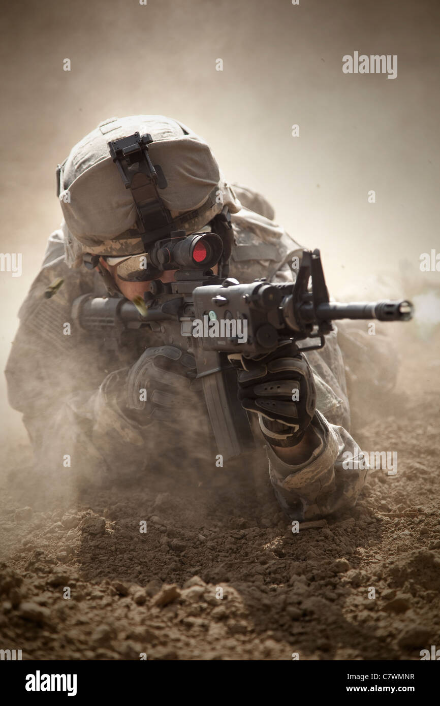 Rangers de l'armée américaine en Afghanistan La lutte contre la scène. Banque D'Images
