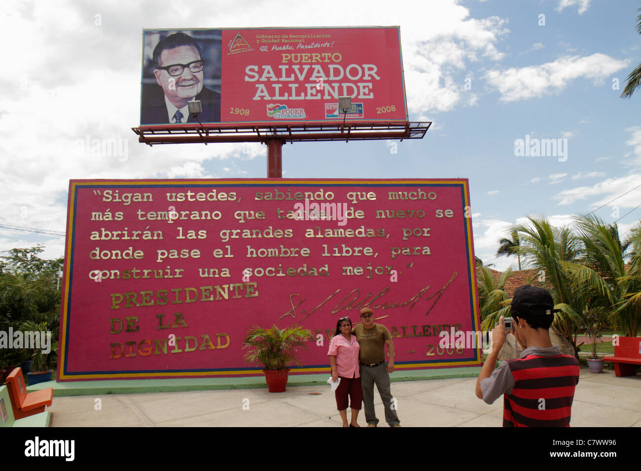 Managua Nicaragua,El Malecon,Puerto Salvador Allende,Lac Xolotlan,port intérieur,transport,loisirs,monument,discours historique,citation,las grande Banque D'Images